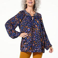 Colleen Lopez Printed Blouse with Novelty Neckband