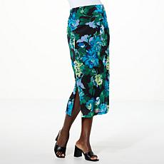 IMAN Global Chic Printed Mesh Skirt with Ruched Detail